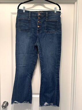 J. Crew Pont Sur 10” High-Rise demi crop exposed Button-Fly Jeans -